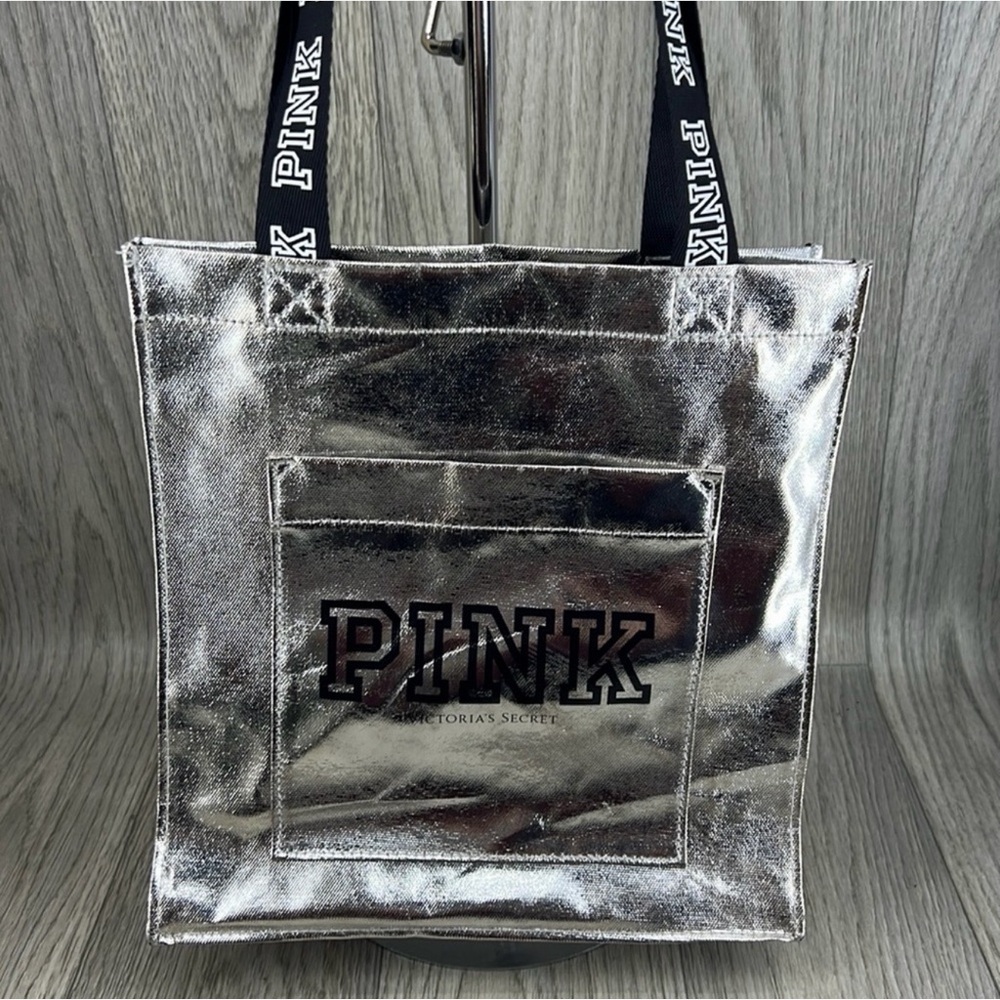 PINK Victoria's Secret Metallic Silver Tote